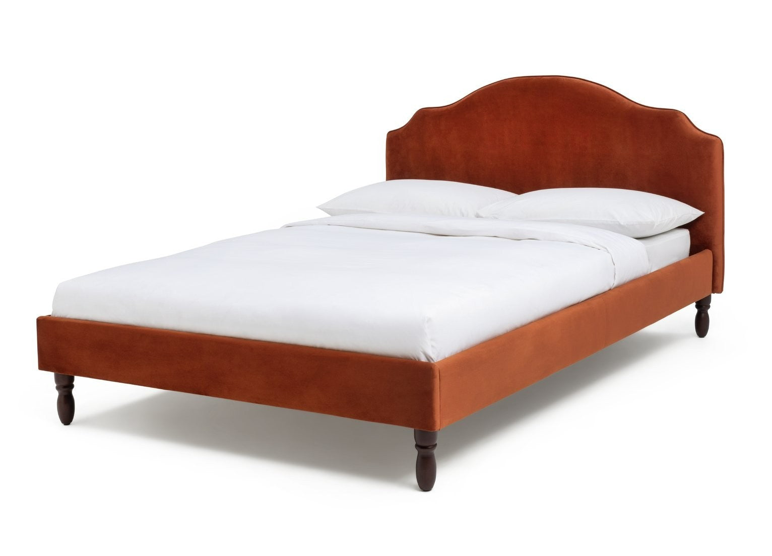 Sophia Double Velvet Bed Frame - Orange | Beautiful Vibrant Color Bedroom Style