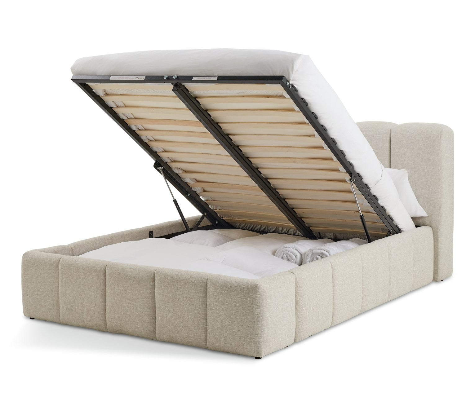 Malone Kingsize End Lift Ottoman Bed - Cream | Luxury bed with storage