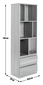Home Jenson Narrow Bookcase - White Gloss | Slim Home Storage