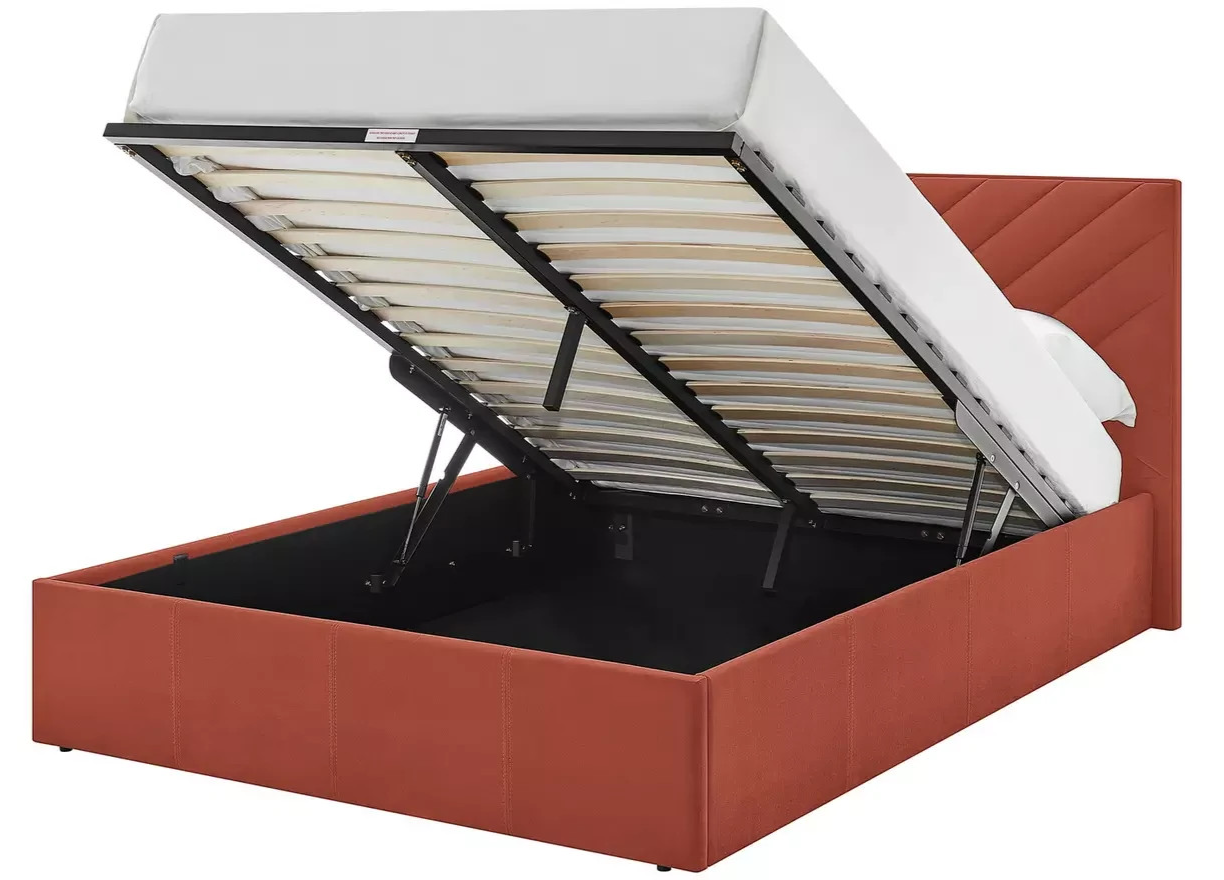 Home Luca Kingsize End Lift Ottoman Bed Burnt Orange | Storage Bed Frame Bedroom