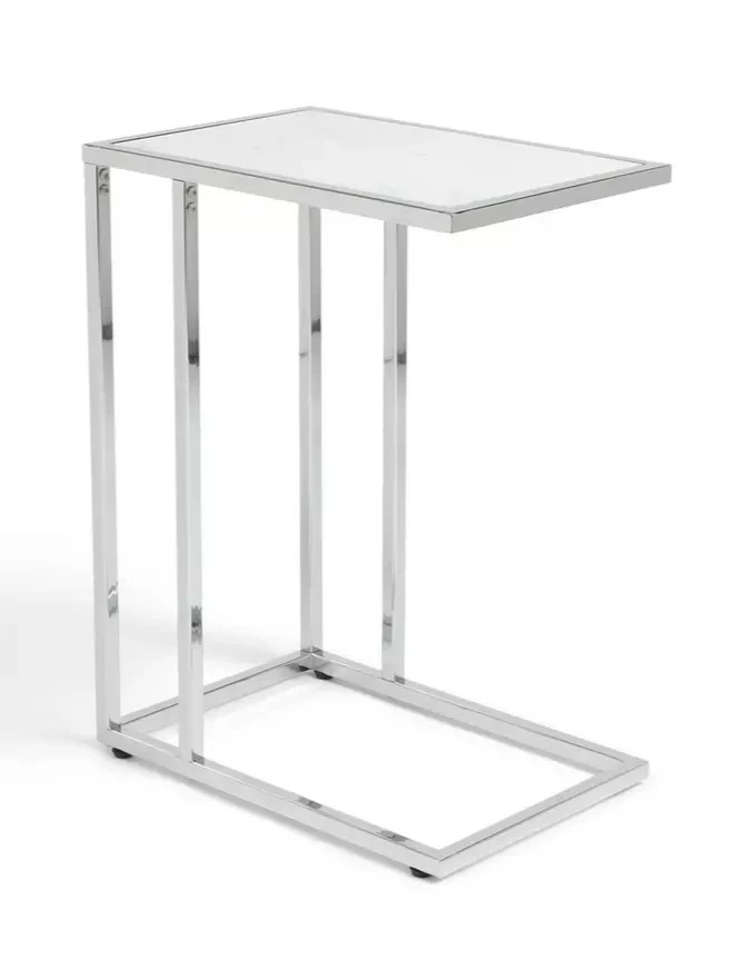 Boutique C Shaped Table Marble Effect | Side Table Sofa End Table Furniture