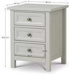 Julian Bowen Maine 3 Drawer Bedside Table Dove Grey | Bedroom Storage Nightstand