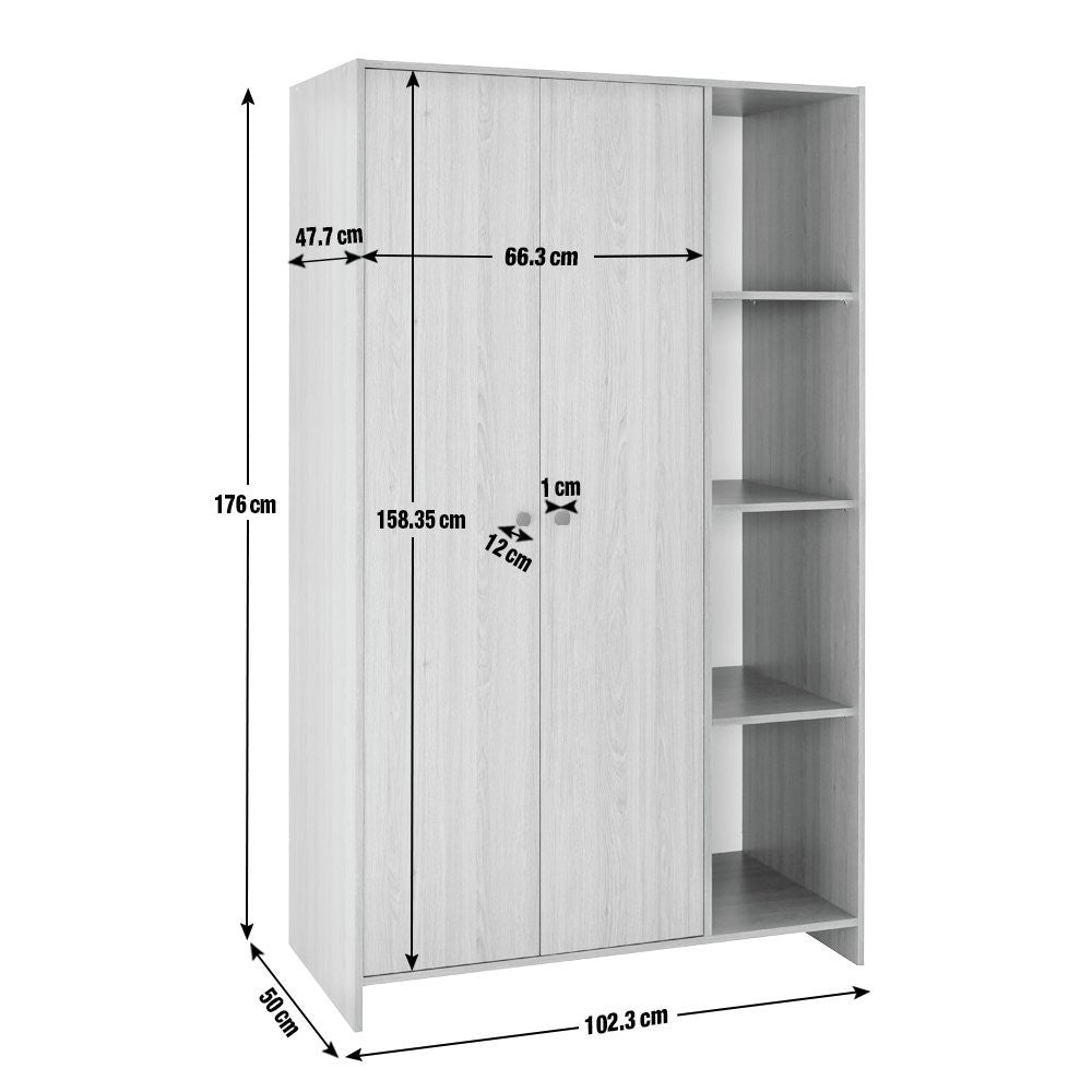 Home Seville 2 Door Open Shelf Wardrobe - White ( B Grade )