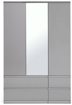 Jenson 3Door 4Drawer Mirror Wardrobe -Grey Gloss | Organizer Bedroom Furniture