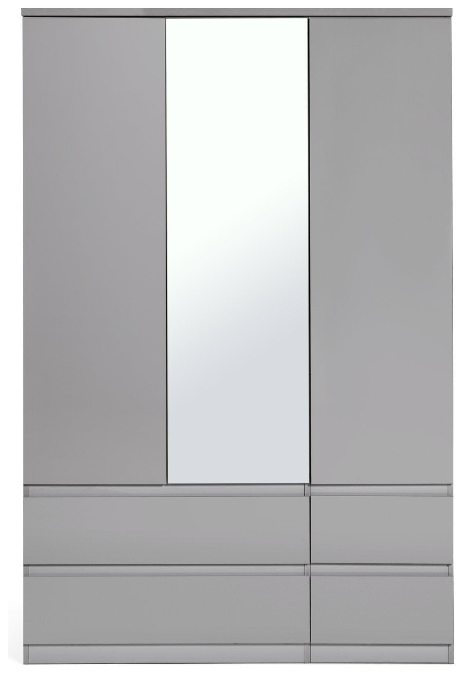 Jenson 3Door 4Drawer Mirror Wardrobe -Grey Gloss | Organizer Bedroom Furniture