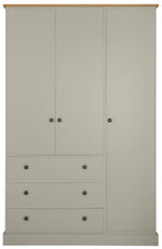 Home Kensington 3Dr 3Drw Wardrobe - Soft Grey /Oak Eff | triple wardrobe