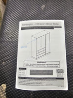 Home Kensington 3 Door 3 Drawer Wardrobe - Sage Green ( B Grade )
