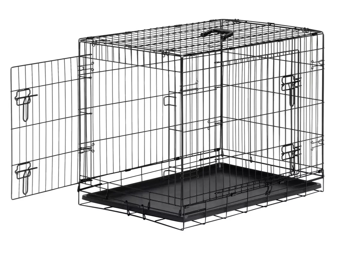 Double Door 30 Inch Pet Cage Medium | Metal Dog Crate Animal Kennel Furniture