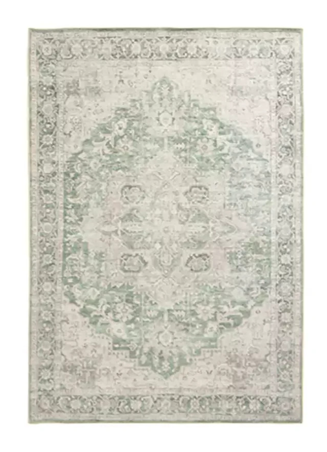 Vintage Effect Green Rug | 120x170cm | Vintage Living Room Bedroom Area Rug Carp
