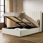 Kempley Double End Lift Ottoman Bed - Cream | Space Saving Sleep Solution