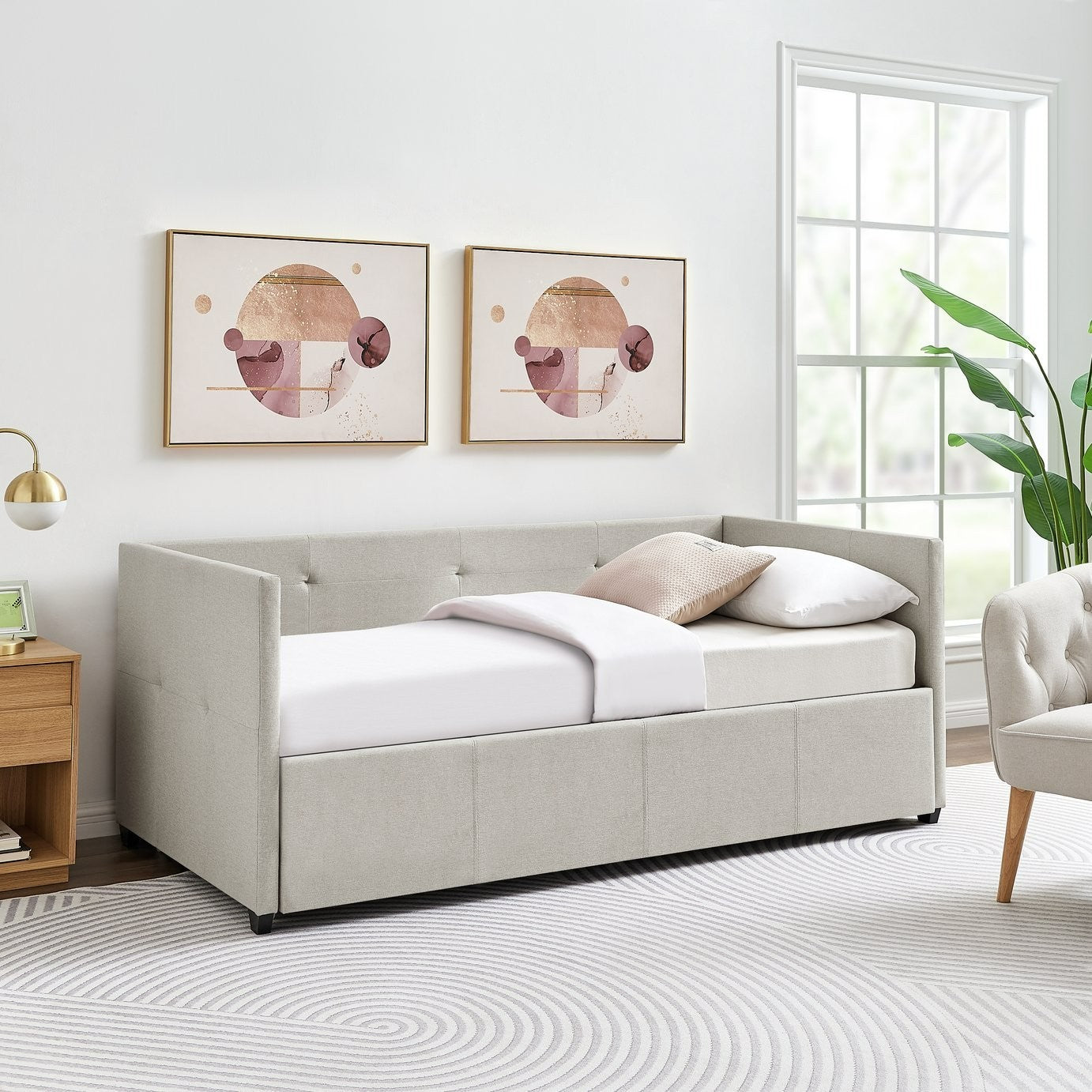 Home Tamara Trundle Day Bed - Natural | Sofa bed for small rooms