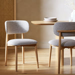 Arona Pair of Fabric Dining Chairs - Natural | Modern Upholstery Kitchen Seating