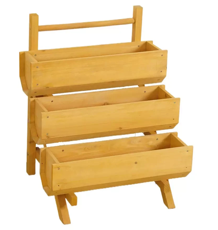 McGregor Stepped Timber Garden Planter | Wooden Outdoor Plant Stand Planter