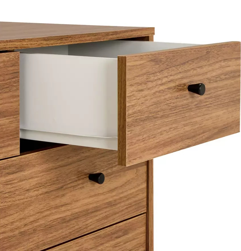Home Malibu 7 Drawer Chest Walnut | Bedroom Storage Furniture Unit
