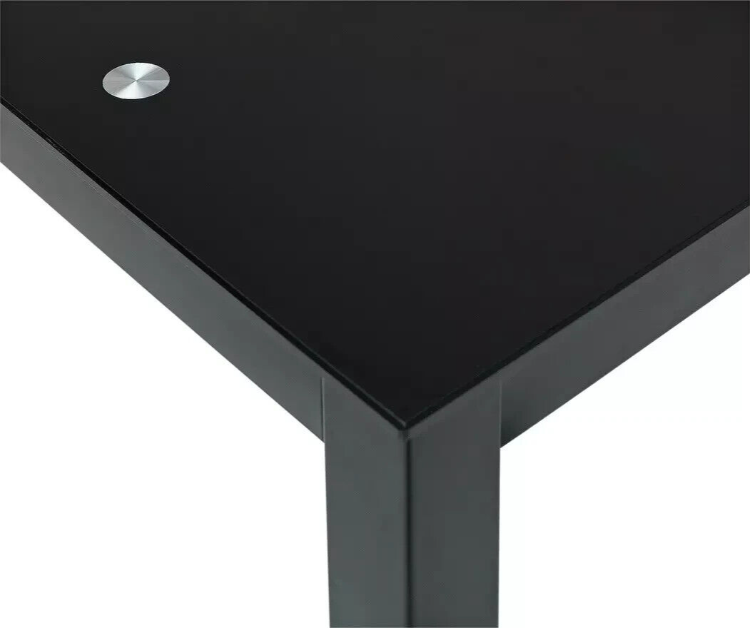 Lido Glass Dining Table 4 Chairs in Black 120cm For Kitchen or Living Room