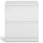 Home Jenson 2 Drawer Bedside Table Matte White | Bedroom Storage Nightstand Unit