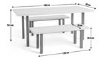 Home Zayn Dining Table & 2 Benches Birch | Space Saving Dining Furniture Set