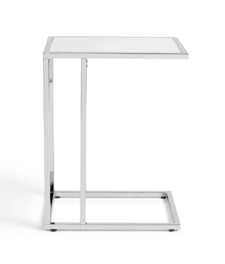 Boutique C Shaped Table Marble Effect | Side Table Sofa End Table Furniture
