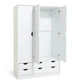 Kids Pagnell 3 Door 4 Drawer Wardrobe - White | large kids wardrobe