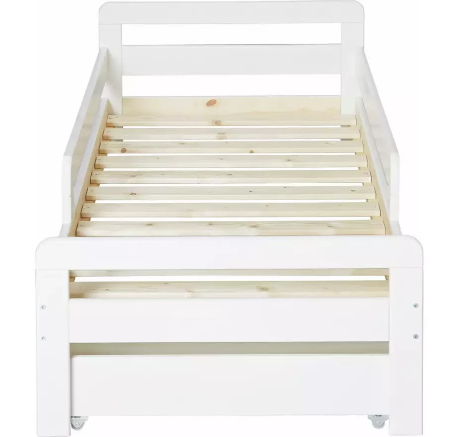 Ellis Toddler Bed Frame with Storage - White | Childrens Bedroom Furniture