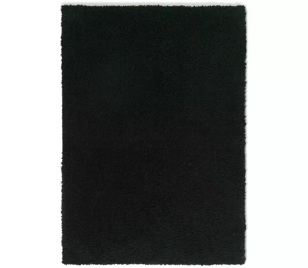 Habitat Cosy Black Shaggy Rug - 230x160cm | Soft Large Living Room Floor Carpet