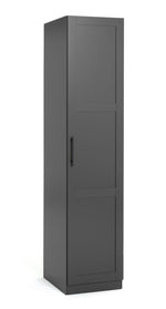 Munich Panelled 1 Door Wardrobe - Anthracite | Tall Slim Storage Cabinet