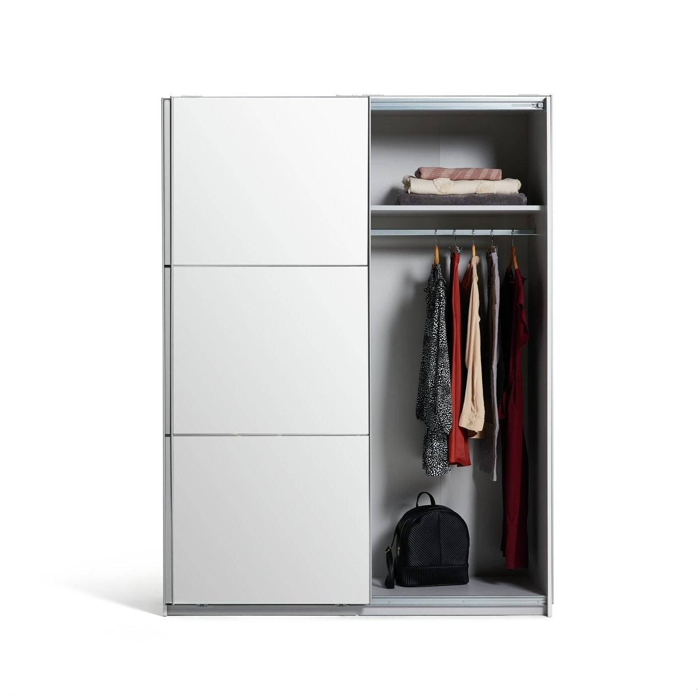 Holsted Mirrored 150cm Sliding Wardrobe - White | Clean Minimalist Aesthetic