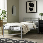 Home Atlas Single Metal Bed Frame - Silver