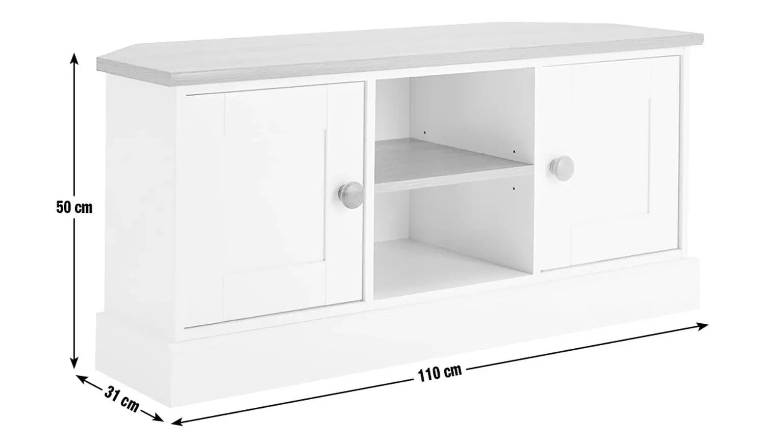 Home Winchester 2 Door Corner TV Unit Grey | Living Room TV Stand Cabinet