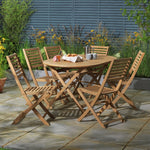 Home Newbury 6 Seater Folding Wooden Patio Set | Outdoor Garden Furniture