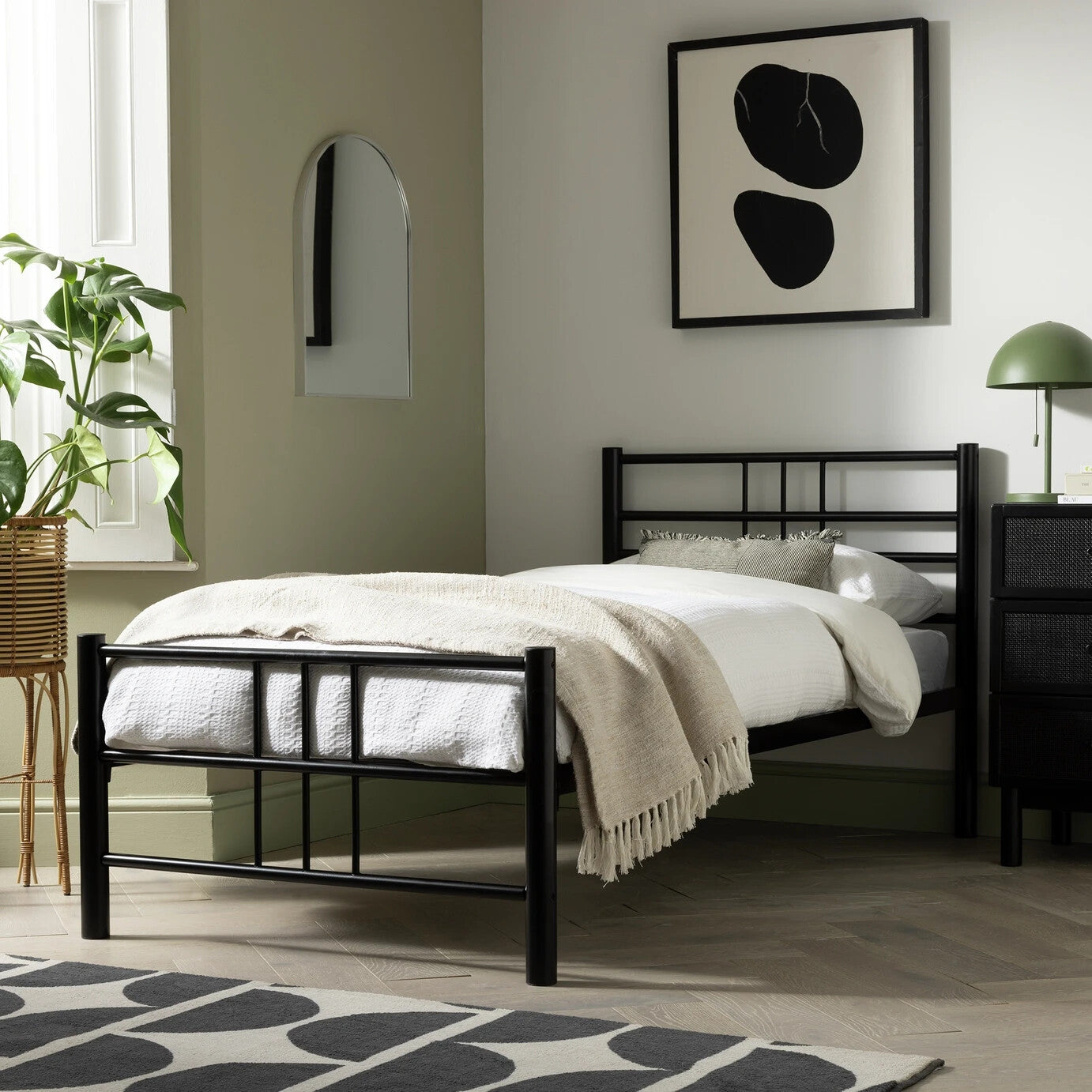 Atlas Single Metal Bed Frame Black | Modern Metal Bed Frame Single Size Bedroom