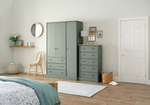 Home Kensington 3 Door 3 Drawer Wardrobe - Sage Green | Clothing Organization