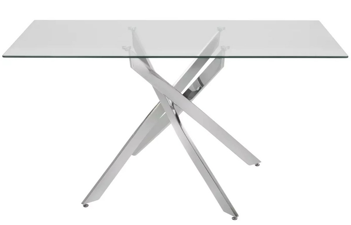 Blake Glass 6 Seater Dining Table - Chrome (B Grade 1057)