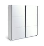 Holsted Mirrored 180cm Sliding Wardrobe - White | Closet Interior Style Storage