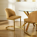 Home Willa Pair of Velvet Dining Chairs - Camel | Elegant Mealtime Seating