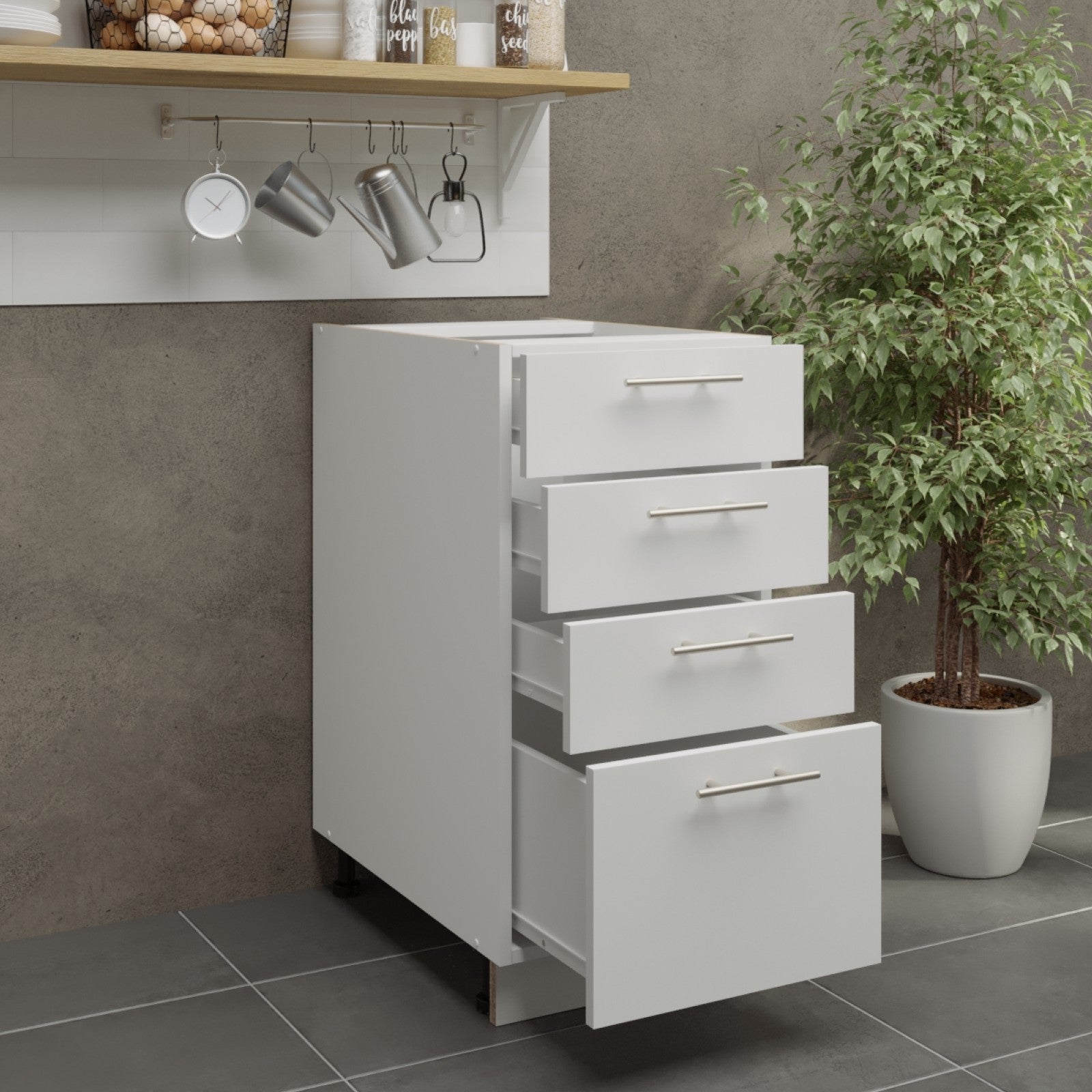 JD Greta Adjustable Legs Kitchen Drawer Unit 400mm - White Matt A-