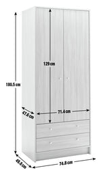 Malibu 2 Door 2 Drawer Wardrobe - Beech Effect |Bedroom Storage Unit for Clothes