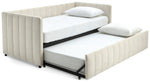 Home Pandora Velvet Trundle Day Bed - Cream | Practical Guest Setup
