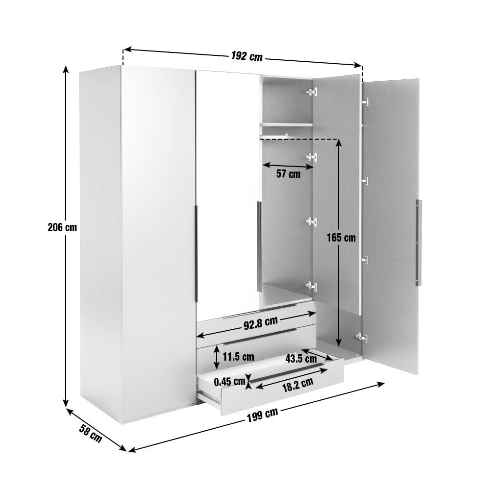 Hallingford 4 Door 3 Drawer Wardrobe - Anthracite | Modern Bedroom Storage
