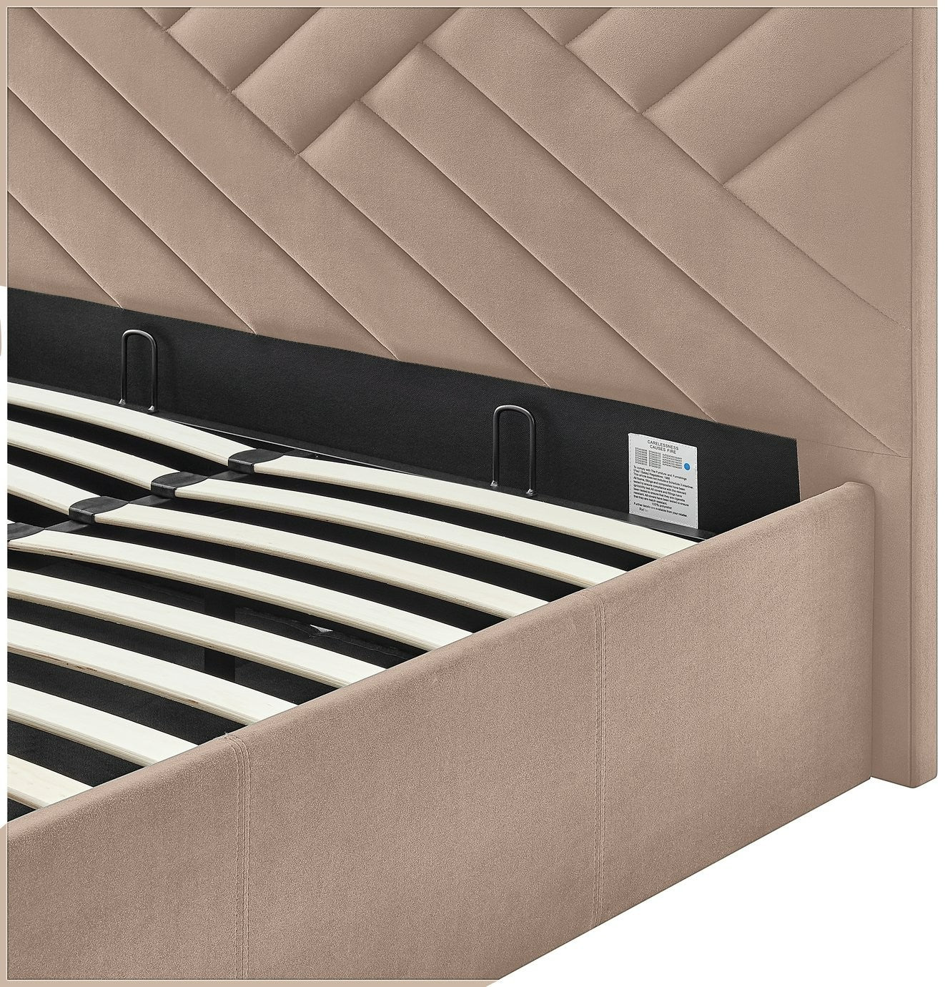 Home Luca End Lift Small Double Ottoman Bed - Latte | Storage bed small double