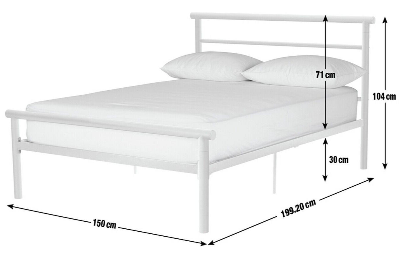 Home Avalon Double Metal Bed Frame - White | Sturdy Durable Frame with Mattress