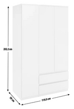 Jenson 3 Door 2 Drawer Tall Wardrobe - White Gloss ( B Grade )