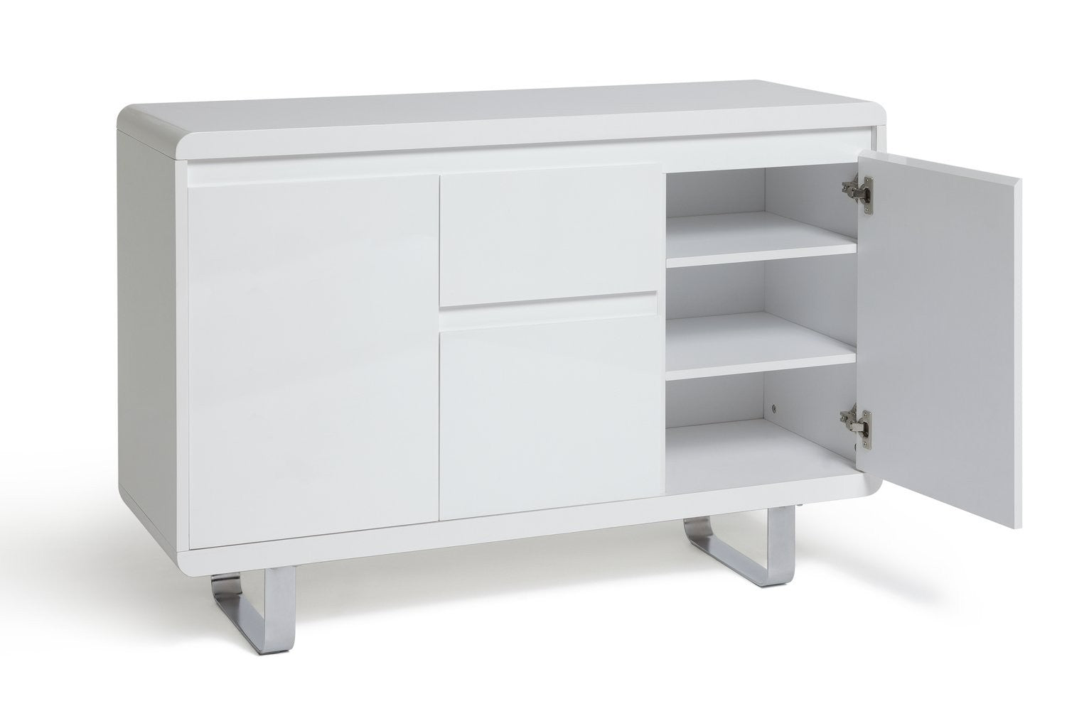 Home Sleigh 3 Door 1 Drawer Sideboard - White Gloss | Furniture for Living Room