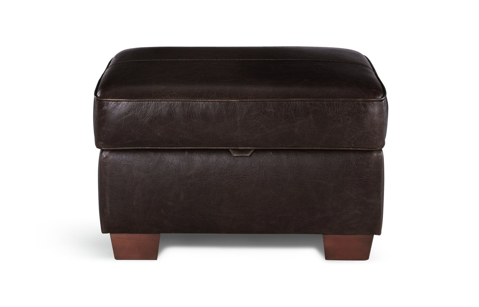 Home Salisbury Leather Storage Footstool - Chocolate | Practical Hidden Storage