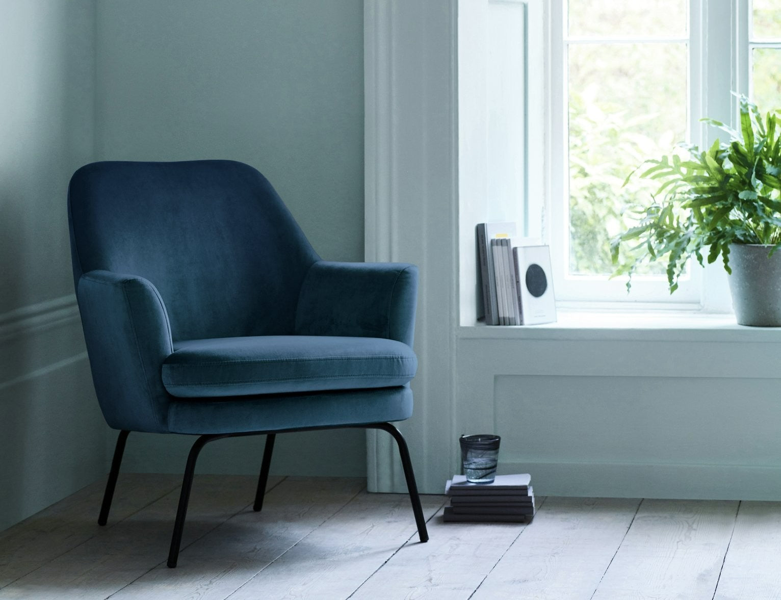 Celine Velvet Accent Chair - Blue | Vibrant Color Accent