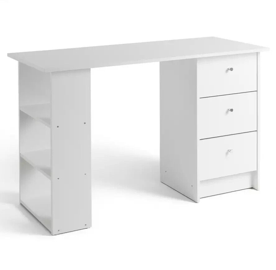 Malibu 3 Drawer Office Desk - White