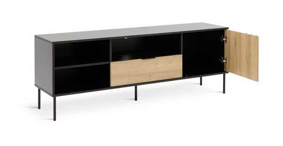 Home Rietta 1 Door 1 Drawer TV Unit Black | Living Room TV Stand Cabinet