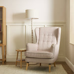 Callie Fabric Wingback Chair - Natural Stripe | Elegant Living Room Style