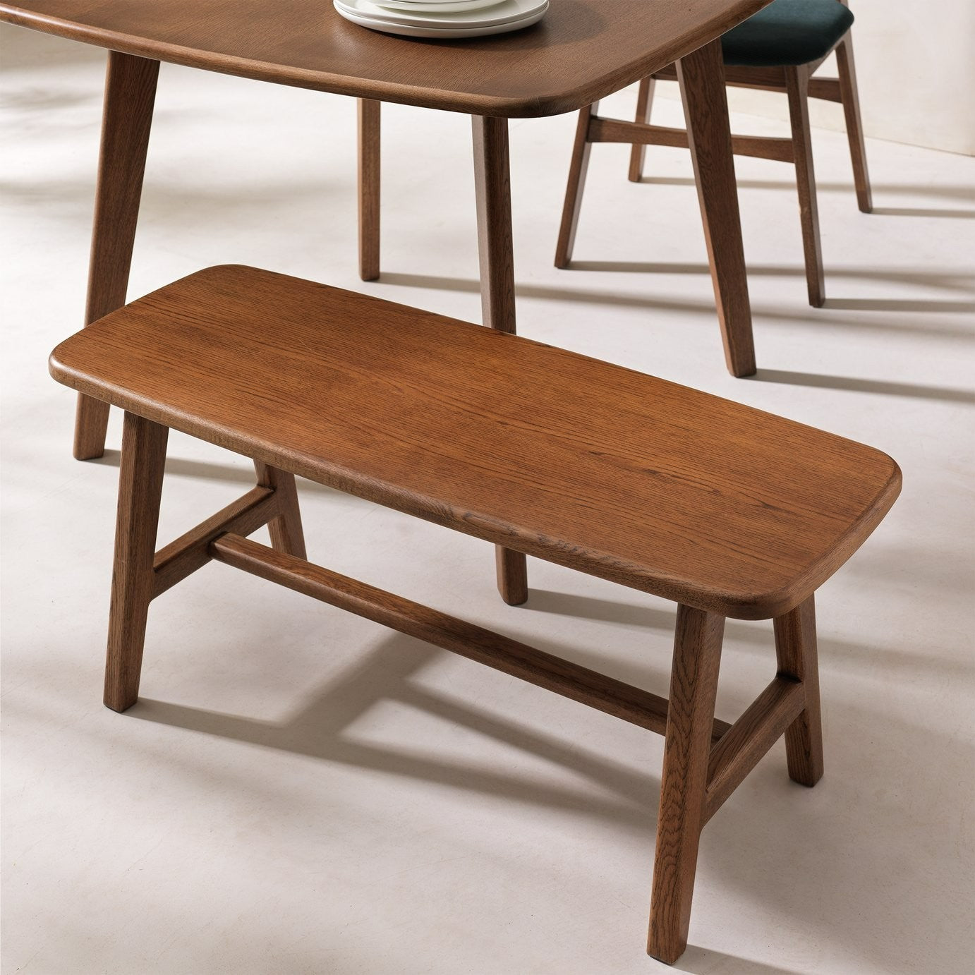 x Scion Esala Oak & Wood Veneer Dining Bench | Mid-century modern bench