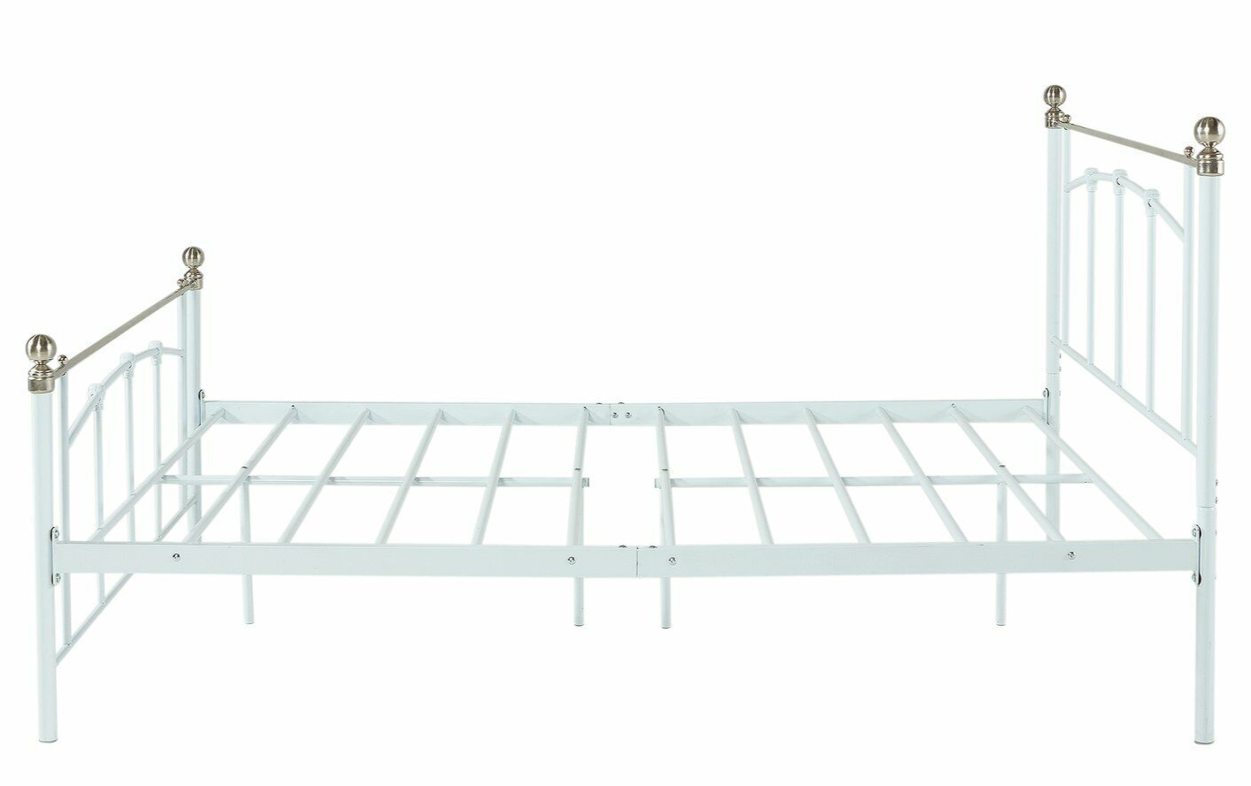 Home Yani Double Metal Bed Frame White | Sturdy Bedroom Furniture with Mattress